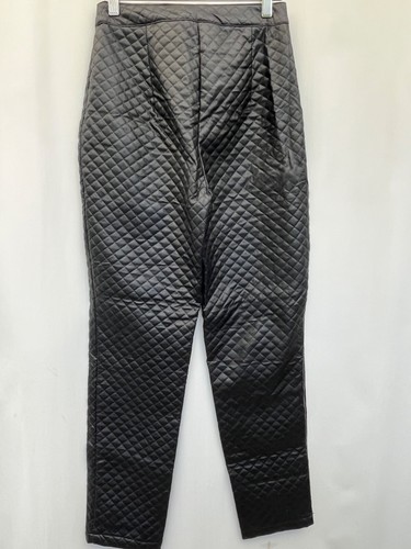 Missguided Women's Quilted Faux Leather Trousers Size 4 Black - Picture 4 of 8