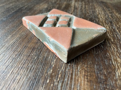 Mercer Moravian Tile Works GEOMETRIC Green Glaze Red Clay Art Tile Lot Of 2 - Picture 21 of 24