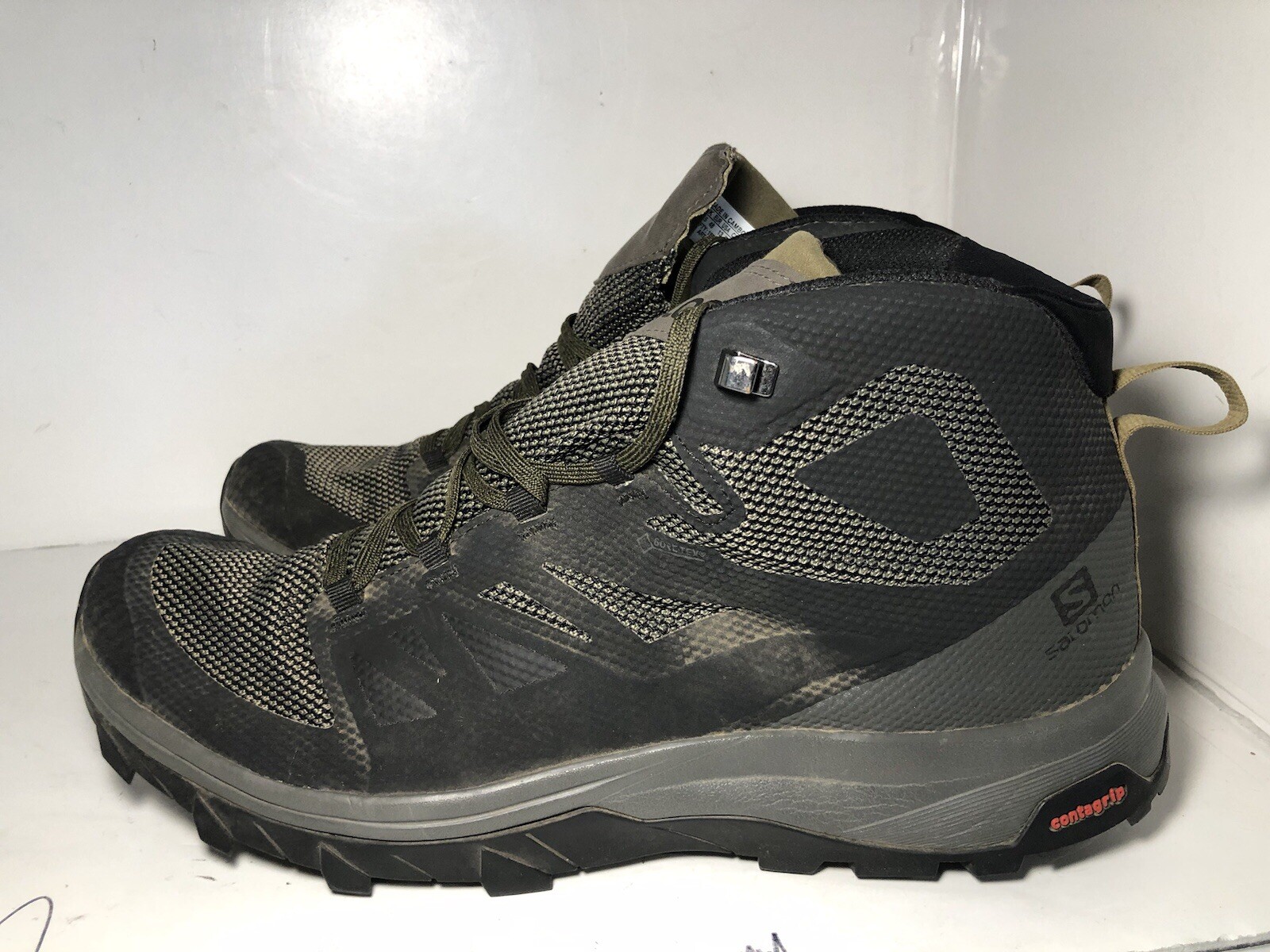 Salomon Outline Mid GTX Hiking Boots Size 13 Beluga Black Capers  