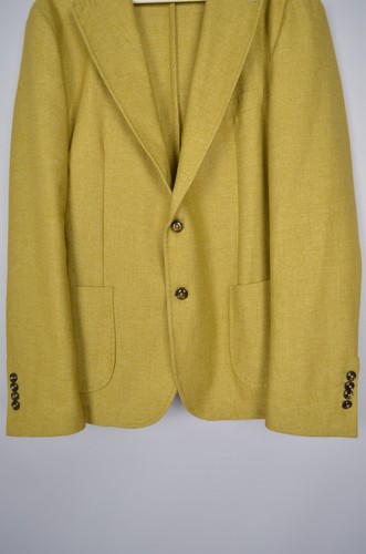 Exibit La Sartoria Wool Polyester Blend Mustard Blazer Size US44 EU54 P2P 22" - Picture 3 of 16