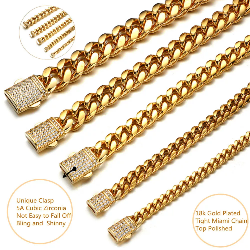 U7 Replacement Chain for Necklace Pendant Stainless Steel 18K Gold Plated  Rope/Box Chain Men Women Gift 22 Inch