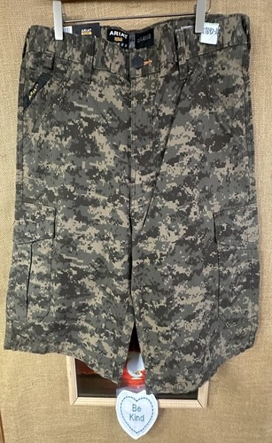 Neu mit Etikett Ariat Rebar Relaxed robuste Cargoshorts für Herren camoflauge 36 W Stretch entspannt