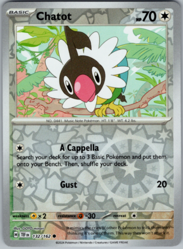 Chatot - 132/162 Temporal Forces Reverse Holo Pokemon Card - Picture 1 of 1
