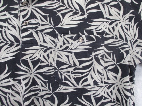 CC Hughes Polo Shirt Men's X-Large Black with Beige Tropical Leaf Pattern - Picture 9 of 13