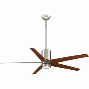 Minka-Aire Symbio 56" 5-Blade Ceiling Fan with LED Light - Nickel Finish/Dark Walnut (F828B-N/DW)