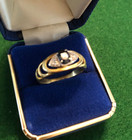 Amsterdam 750/18k Yellow Gold Sapphire Diamond Ring (Size: 8 /18.5mm) 3.7 g. VGC — photo 7