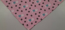 Buster Brown Dog Bandanas, Pink, Paw Prints, Hearts, S, M
