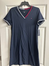 NWT Tommy Hilfiger Blue Polo Style V Neck Dress Size M Medium