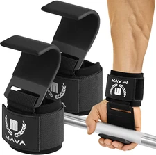 Mava Sports Heavy Duty Weightlifting Hand Grip Power Hooks with Wrist Straps for