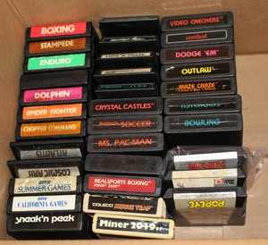 ATARI-2600-GAME-CARTRIDGE-LOT-of-34-USED-Chopper-Command-Empire-strikes-back