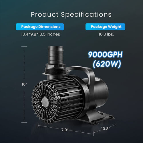 Bomba de agua sumergible eléctrica de 620W 9000GPH para estanque Koi fuente piscina acuario - Imagen 7 de 13