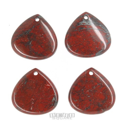 2 cuentas colgantes de pera de jaspe rojo agrietado/amapola 37 mm x 38 mm (1,5") #18187 - Imagen 4 de 5