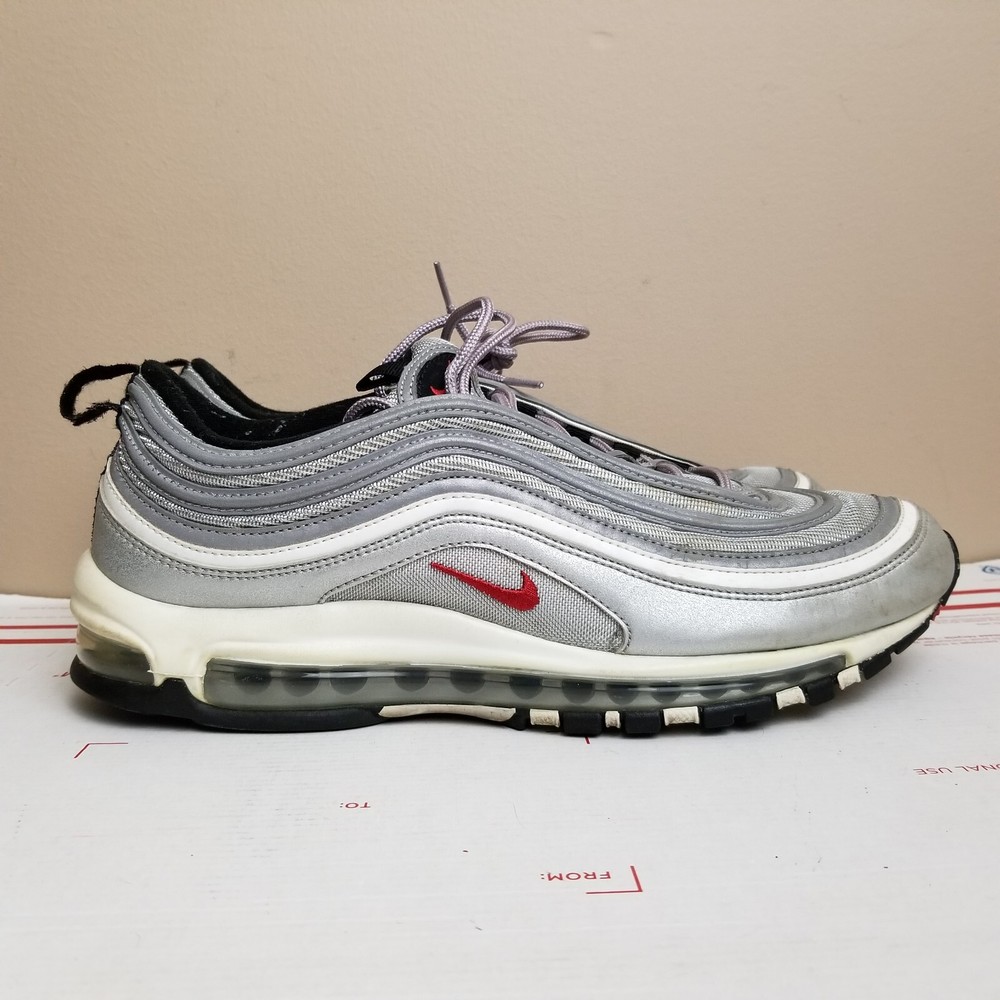 Nike Air Max 97 Silver Bullet Metallic Red Black 884421-001 Size 11.5
