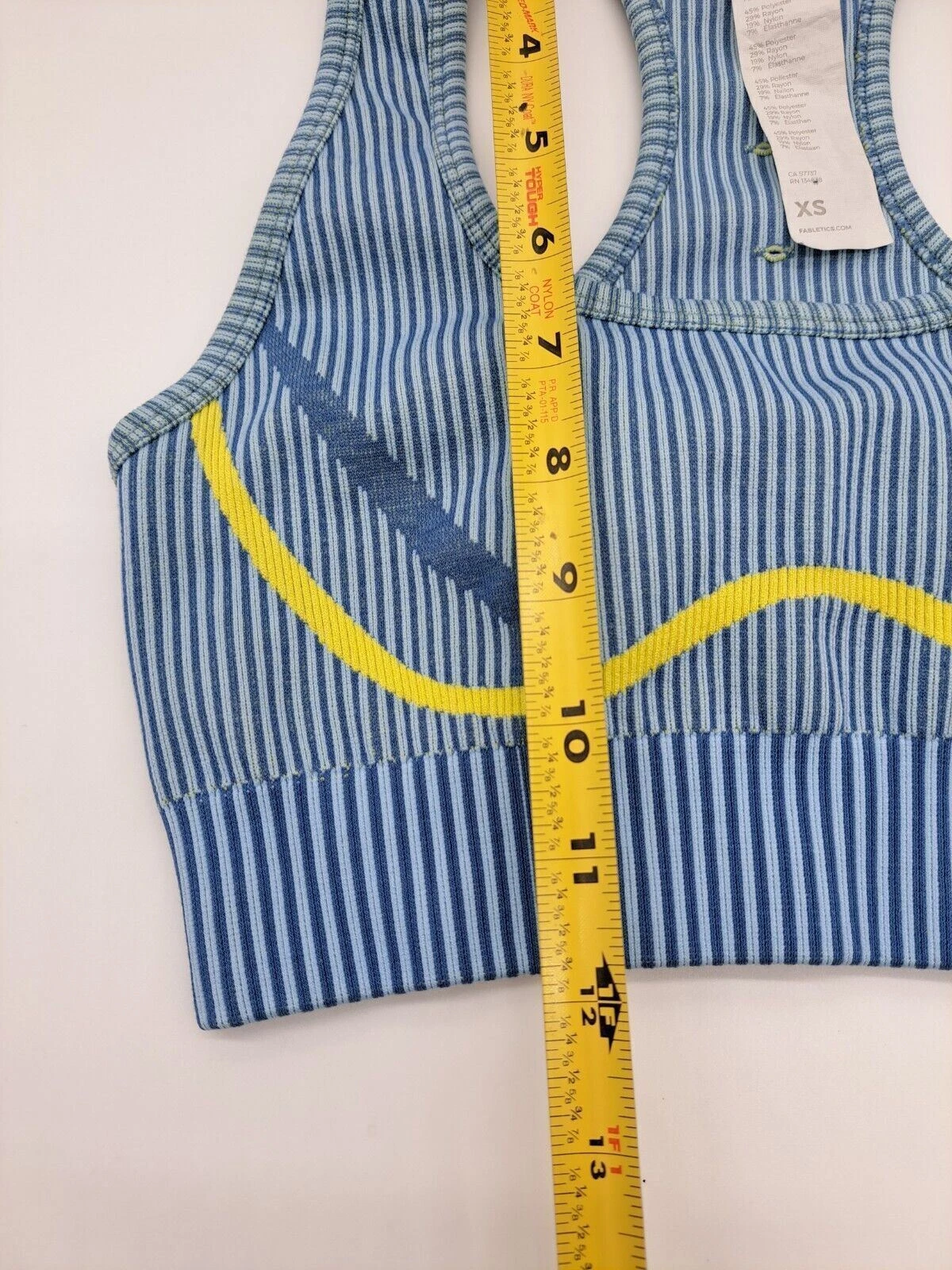 fabletics yellow stripe sports active tank-bra