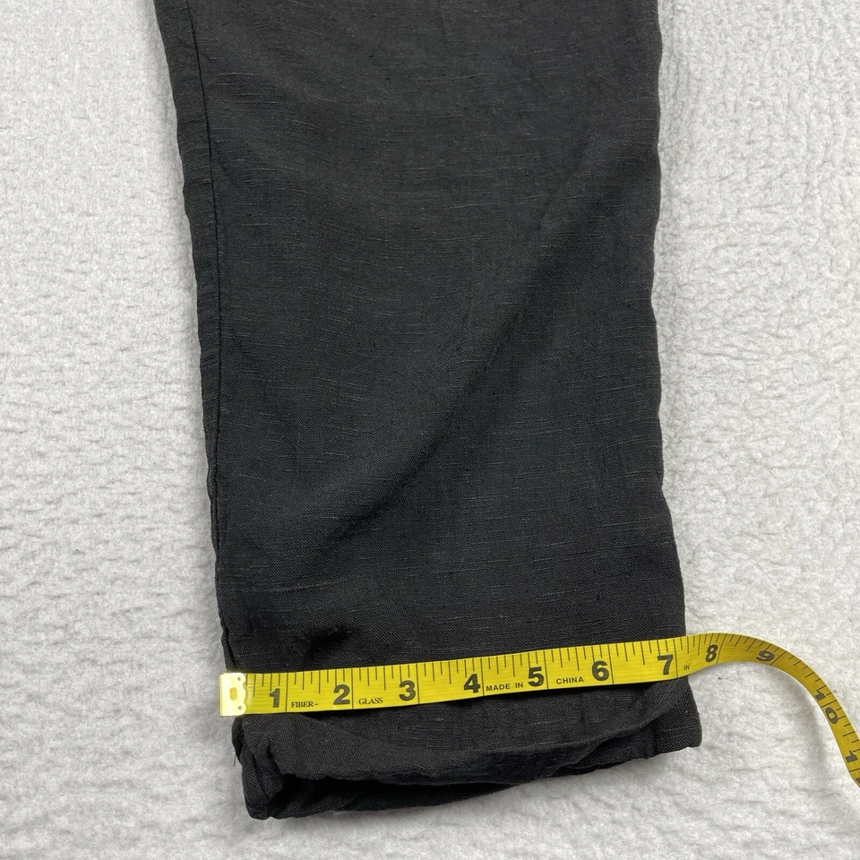 Pantalones Oscar De La Renta para mujer 8 negros puños rayón mezcla de lino plisados vintage Foto 4 de 4