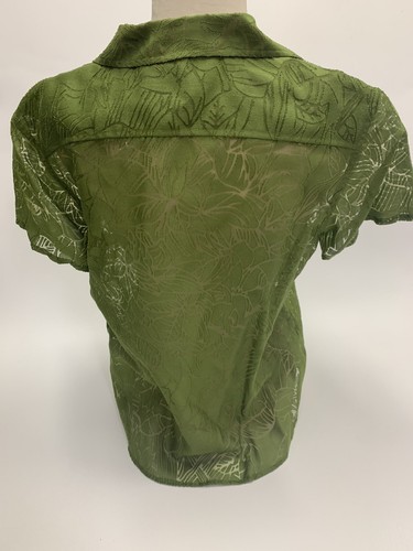Chico’s Green Sheer Oasis Short Seeve Button Up Shirt Blouse Size 2 (L12) NEW - Picture 4 of 8