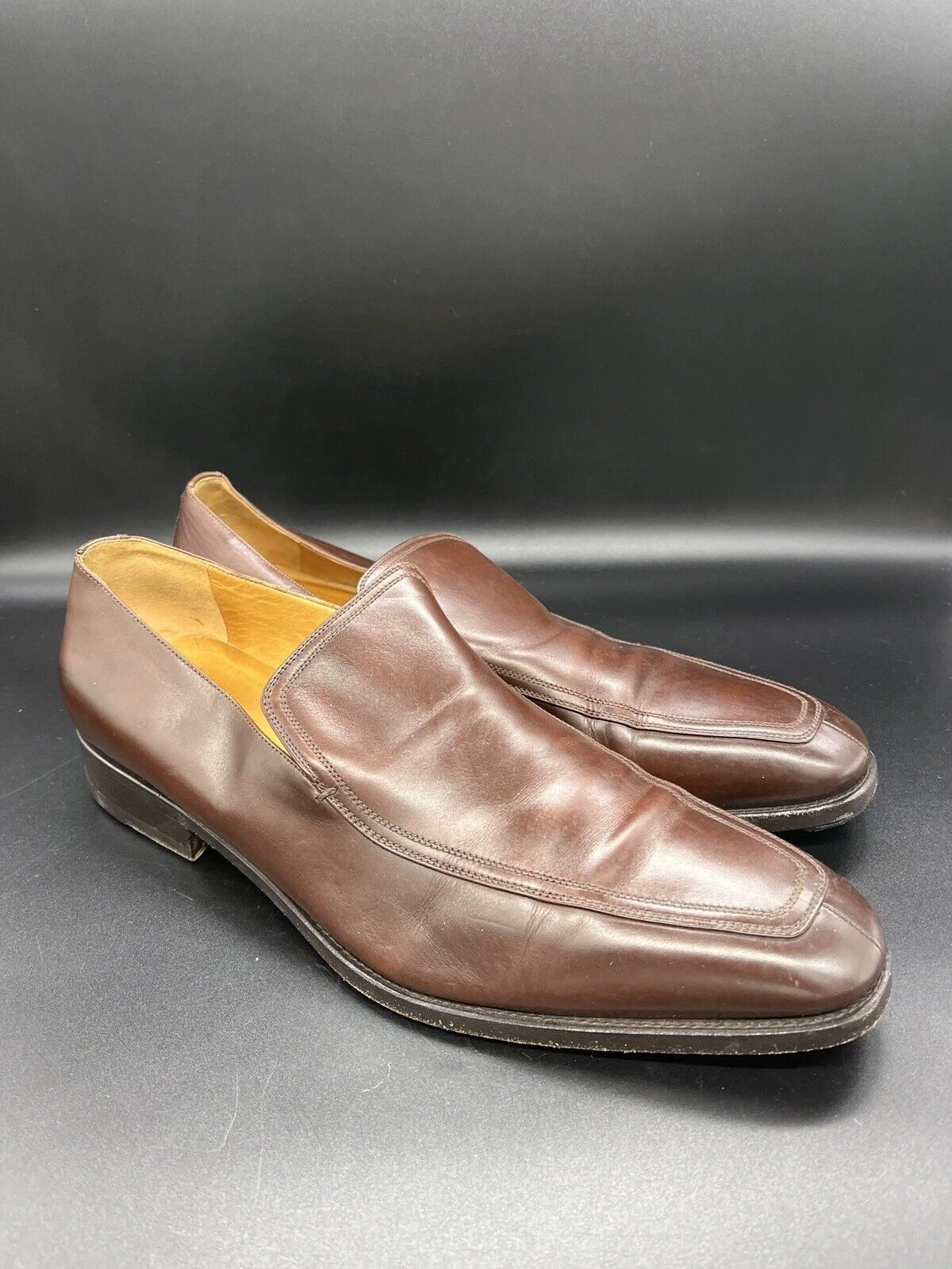 Mocassins homme Gucci marron bout pointu en cuir taille 10