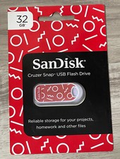 SanDisk 32gb Cruzer Snap USB 2.0 Flash Drive With Red Squiggles Print New Sealed