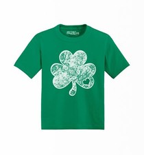 Shamrock Distressed Toddler Cotton T-Shirt Cute Saint Patrick's Day Shirts