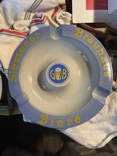 Vintage Cigar Ashtray Giessener Brauhaus Germany Advertising 9” Beer Bar