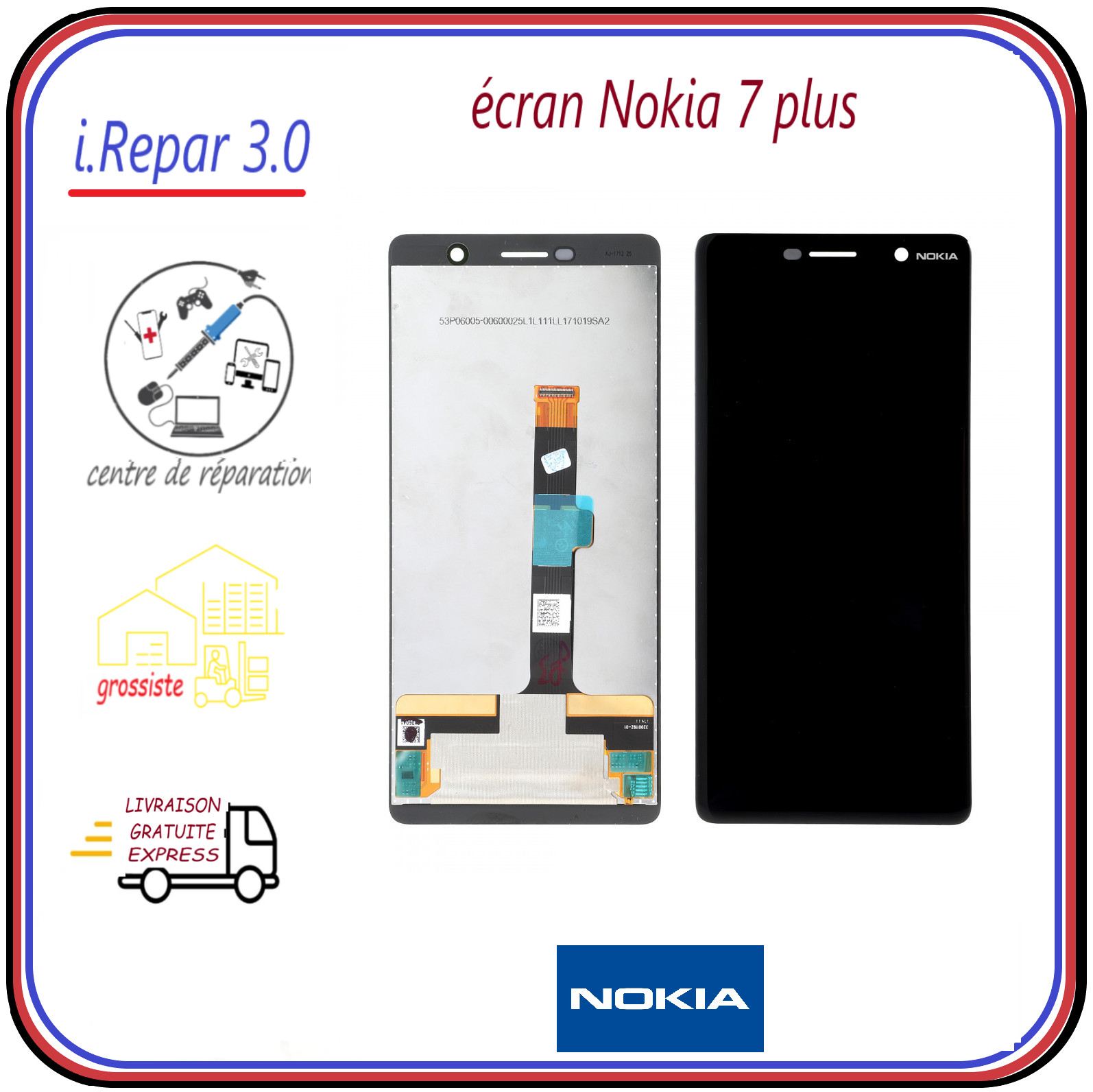 Vitre ecran oem Nokia 7 Plus de qualité supérieure pour affichage lcd impeccable