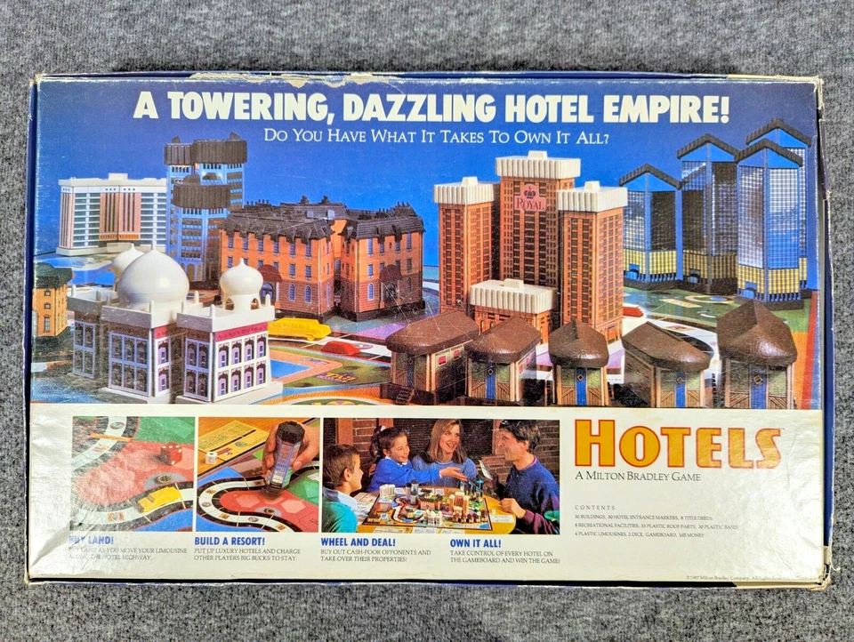 Raro juego de mesa hoteles vintage 1987 Milton Bradley - 100 % completo en muy buen estado Foto 2 de 4