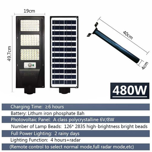 LED Solar Street Light 480/640W Cool White with Pole IP65 Outdoor Flood light - Picture 13 of 14
