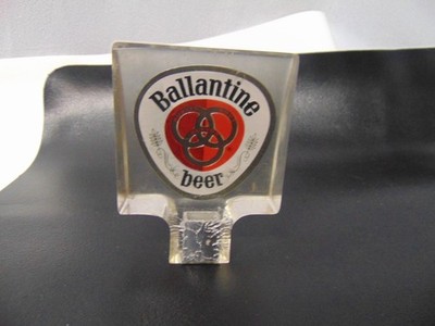 Original Ballantine Beer acrylic beer knop tab double sided logo 3'' x 2 1/2'' USA
