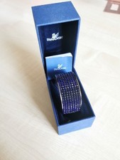 SWAROVSKI Intervalle Deep Cobalt Blue Crystal Wide Bangle Bracelet w/ Box Medium