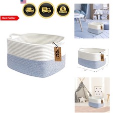 Cotton Rope Woven Basket with Handles for Storage Toy Book Cloth 13.5X11X9.5