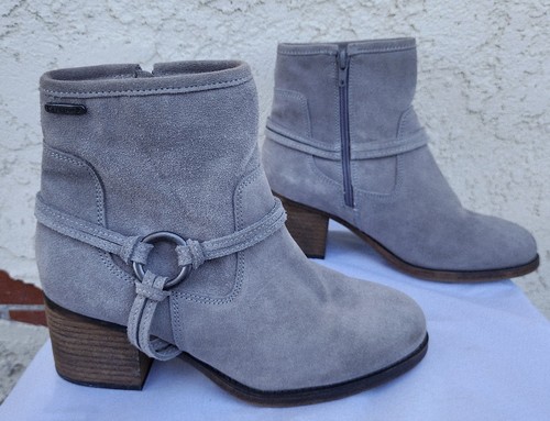 $89.99 SIZE 9 - BEARPAW Mica Harness Ankle Zip Boot Gray Suede Fleece Lined - Picture 9 of 24