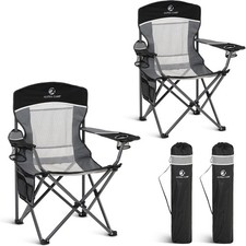 ALPHA CAMP Camping Chairs Set of 2 Folding Camping Chairs with Cup Holder
