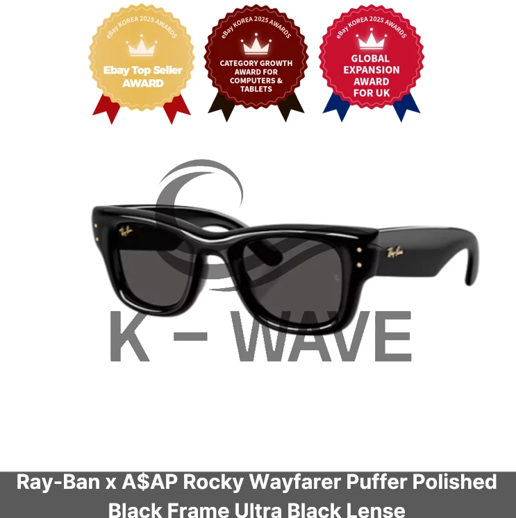 Ray-Ban x A$AP Rocky Wayfarer Puffer monture noire polie verres ultra noirs - Photo 1/1