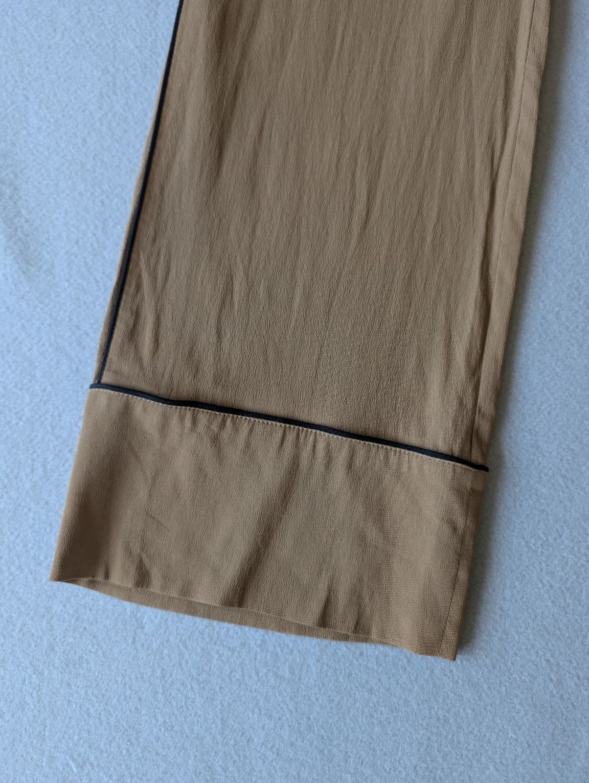 Luxury Designer Silk Blend Made In Italy Wide Leg Crop Trousers Neutral Contrast image 4