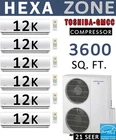 72000 BTU HEXA Zone Ductless Mini Split Air Conditioner - Heat Pump: 12000 x 6