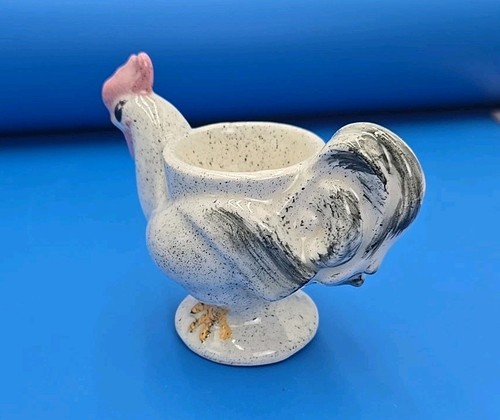 Vintage handbemalt gesprenkelt Huhn Hahn Keramik Eierbecher groß Bauernhof Land - Bild 4 von 10
