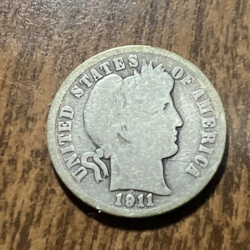 1911-S Barber Liberty Head Dime Fair Condition 90% silver Actual coin