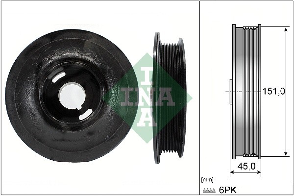 INA 544 0072 10 Keilriemenscheibe Kurbelwelle Mit SchwingungsdäMpfer 6 Rippen-image
