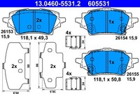 Ate BremsbeläGe Bremsbelagsatz FüR Toyota Corolla Kombi E21 _E21_ C-HR X1 _X1_