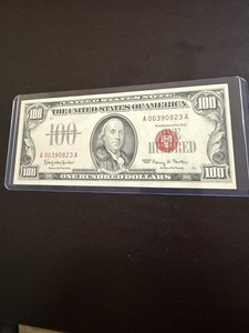 1966 $100 VERY CRISP - XF/AU Red Seal US Note A00390823A