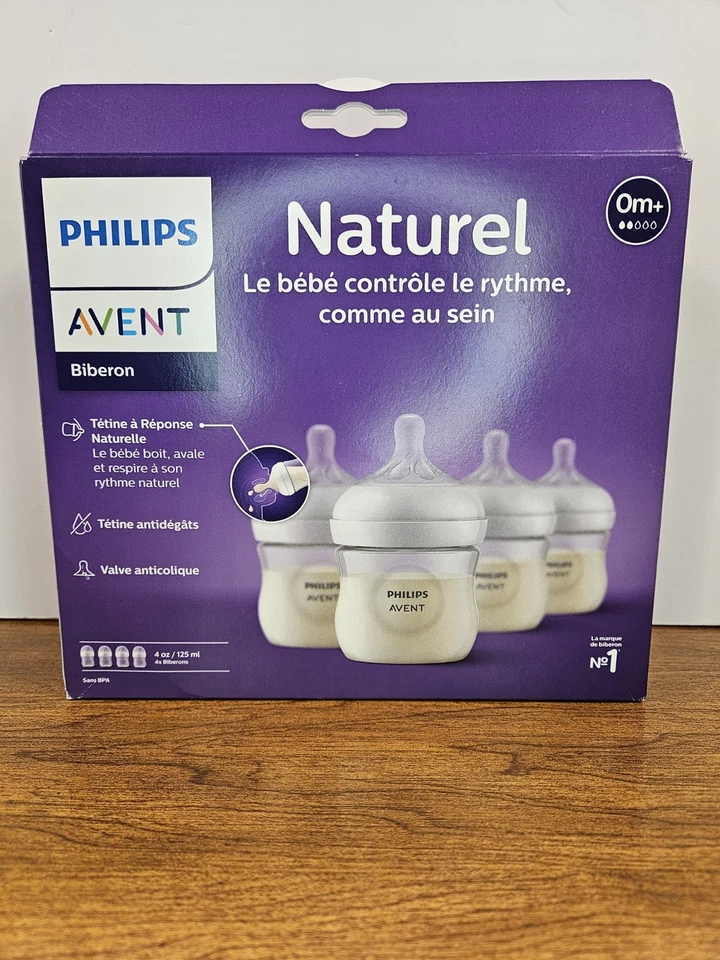 Biberones naturales Philips Avent 4 oz paquete de 4 (0 m+) *nuevos en caja* sin usar nuevos Foto 3 de 4