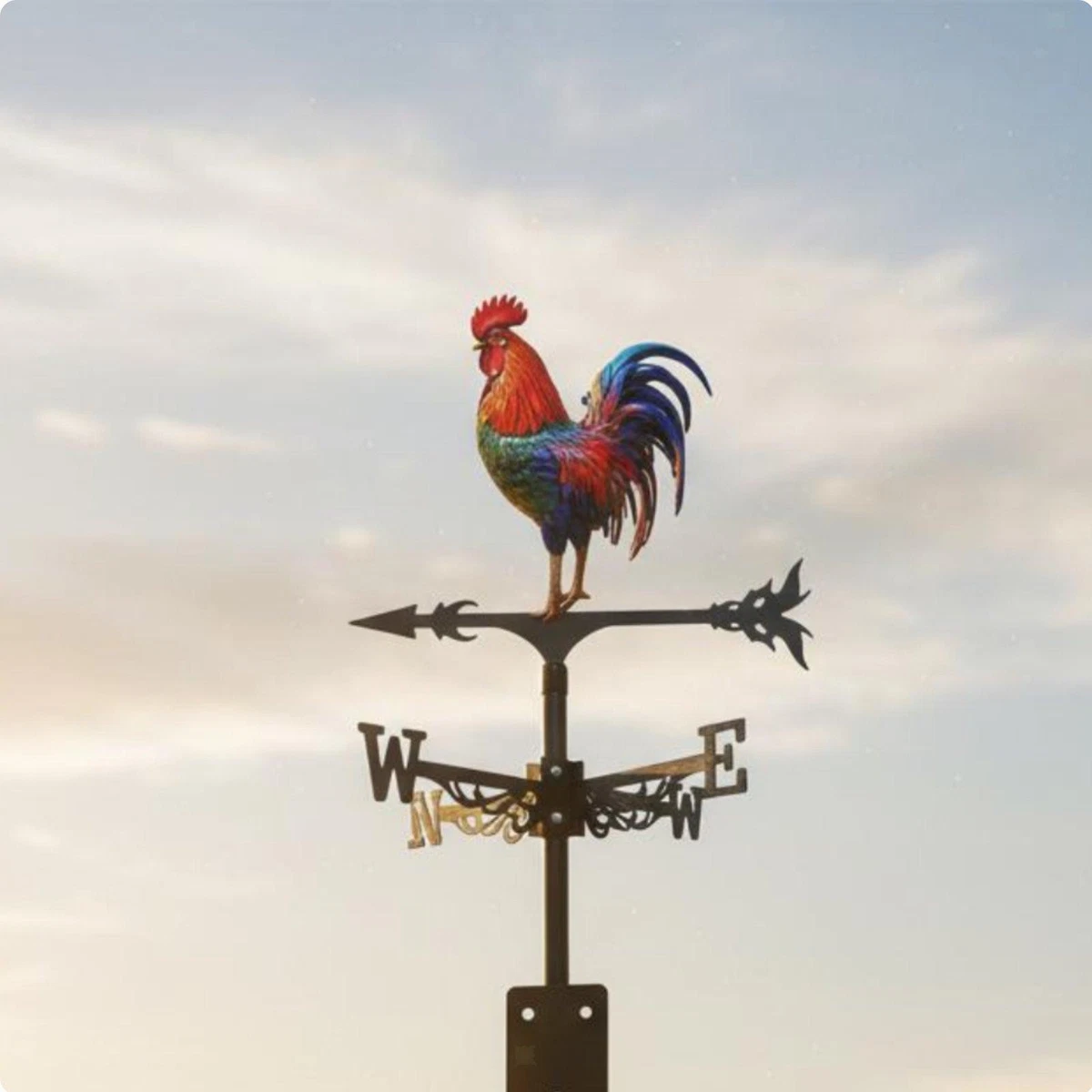Statuette coq fer rouille 14x7x21cm - Gamm vert