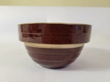 Vintage 5" Brown Stoneware Ribbed Beehive Bowl - Made in USA - PreOwned