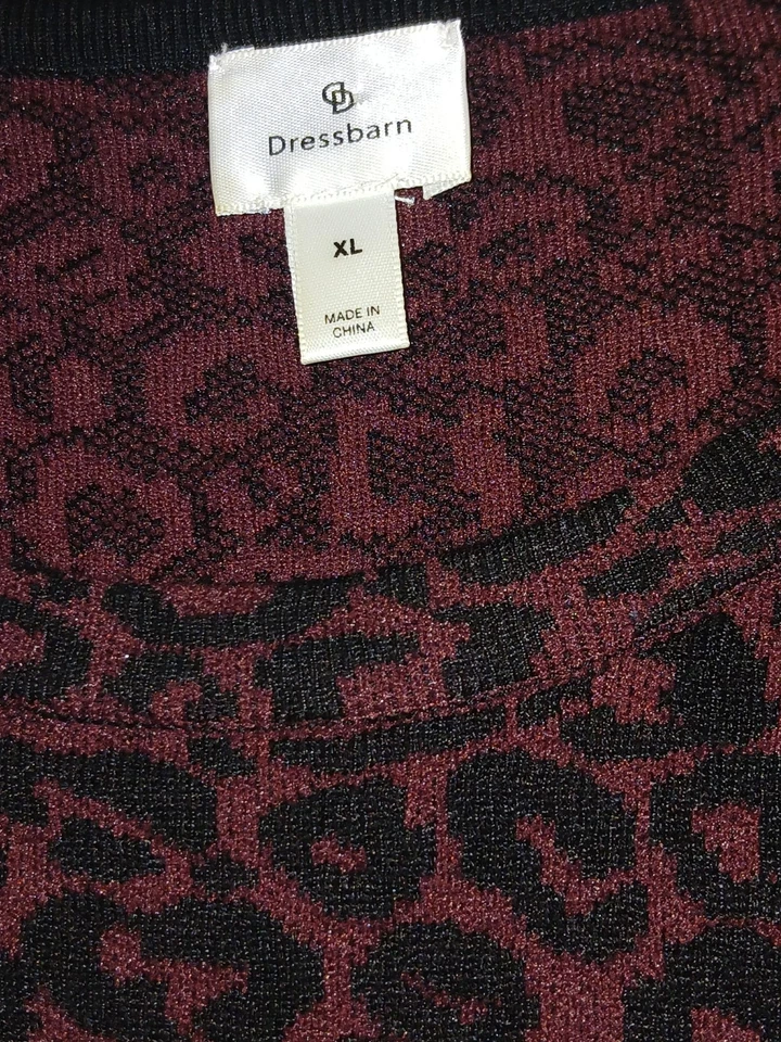 Животное печати свитер платье XL коричневый/мульти колена оборки кромки праздник карьера  - Изображение 3 из 4