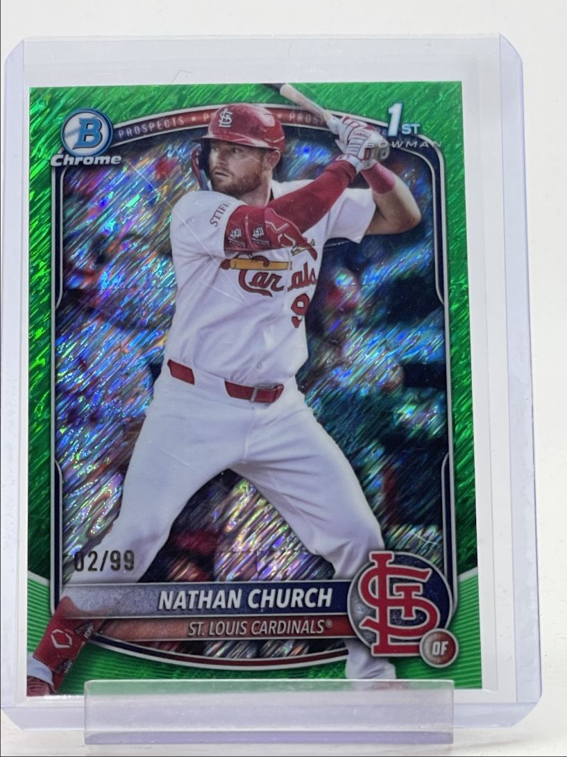 NATHAN CHURCH 2025 BOWMAN CHROME 1ST GREEN SHIMMER REFRACTOR /99 Q5194