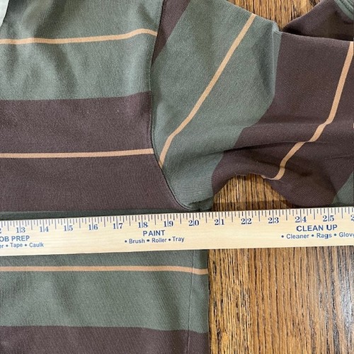 L.L. Bean Rugby Shirt Long Sleeve Mens M Brown Green Striped Heavyweight - Picture 6 of 7
