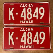 1957 1958 1959 1960 Hawaii License Plate Pair # K-4849