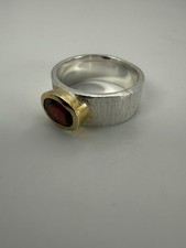 Silberring 925 mit Granat – massiver Statement Ring, Größe 57