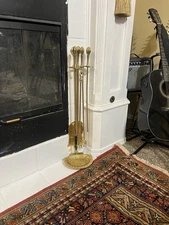 Vintage Shell  4 Pieces Fireplace Set Cast Brass Made USA 10% donated ALS Assoc