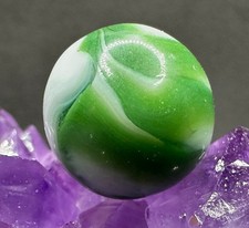 Vintage CAC Christensen Agate Swirl Flame Marble Green  White - .65" Fractures 